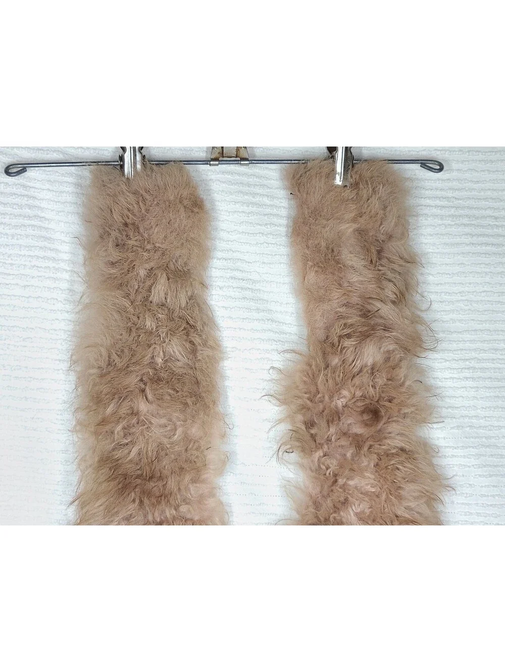 Vtg 40s Sable Mink Fur Sew On Collar Fluffy Taupe Tan Two Whole Pelts Genuine